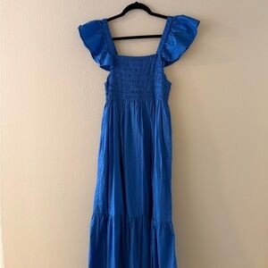 CAARA - Bright Blue Maxi Dress with Ruffle Sleeves - Size Small